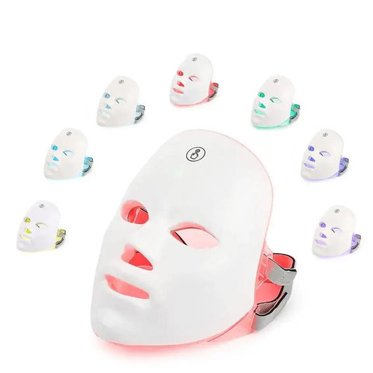 SHMHE Red Light Therapy, 7 Color LED Light Face Mask, Photon Skin Rejuvenation for Daily Care, Cordless, Rechargeable, Ideal Gift for Women, Summer Gift Skincare Facial