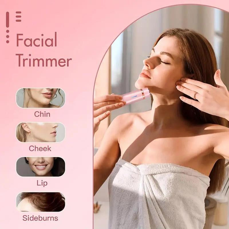 Bikini Trimmer for Women, Electric Shaver and Razor Rechargeable 2-In-1 Body and Facial Epilator, Dual Heads for Painless Trimming of Pubic Hair, Face, Underarms and Legs, Summer Gift